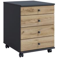 Predalnik Na Kolescih Lona Mini, Antracit, Barva Hrasta - črna/medeni hrast, Design, umetna masa/leseni material (42/57/50cm) - MID.YOU