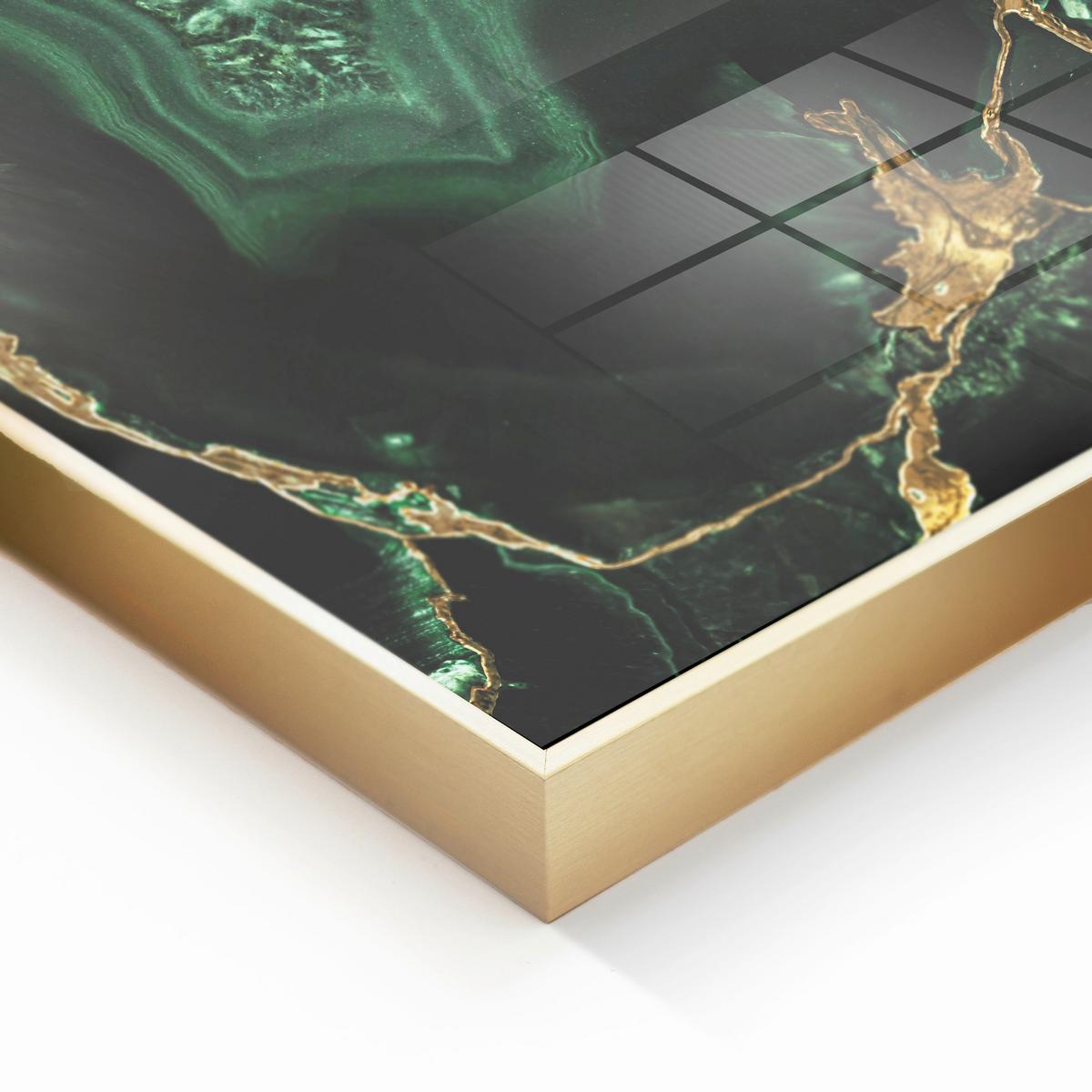 Glasbild Goldfarben/Grün ca. 80x120cm - Smaragdgrün/Goldfarben, Basics, Glas/Holz (80/120cm)