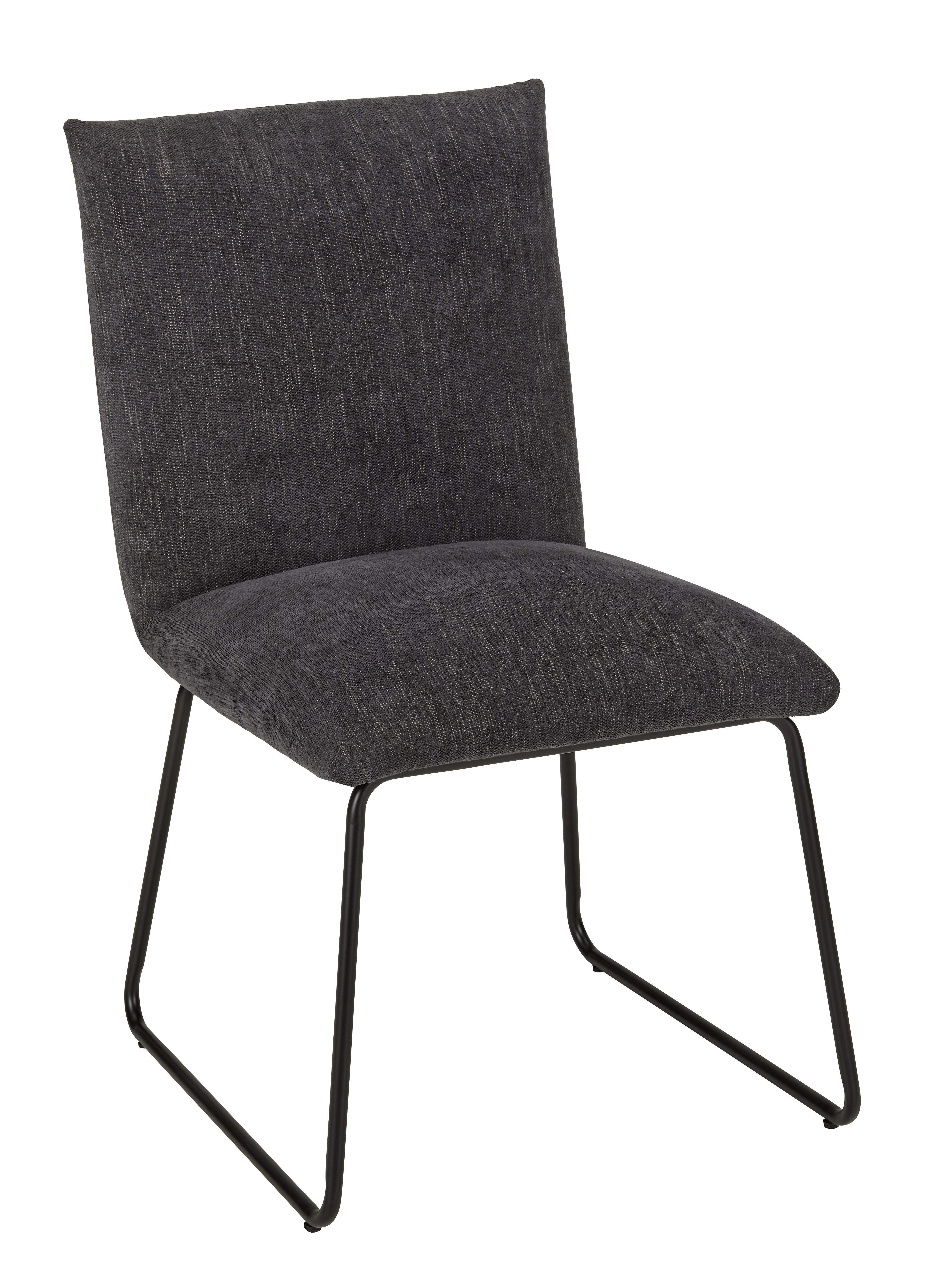 Stuhl in Anthrazit - Anthrazit/Schwarz, MODERN, Textil/Metall (49/85/64cm) - Premium Living