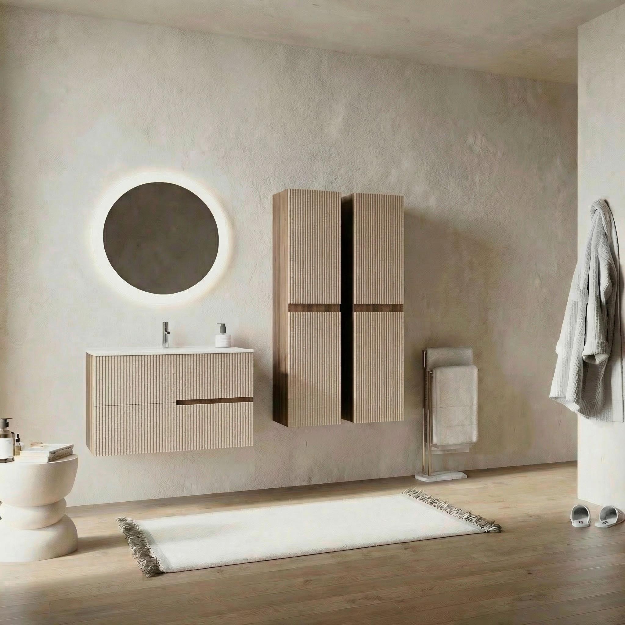 Bază pentru lavoar Eva - nucă/crem, Modern, material pe bază de lemn (80/51/46cm)