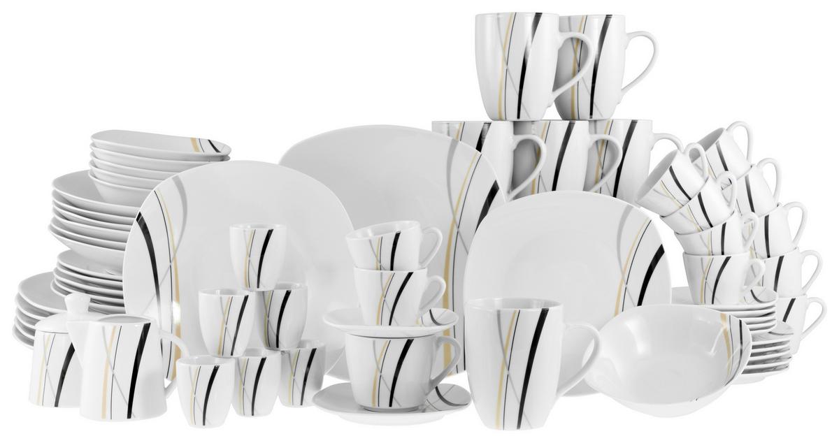 Komiservice Square City Line Weiß, 62-teilig - Weiß, Trend, Keramik - Creatable