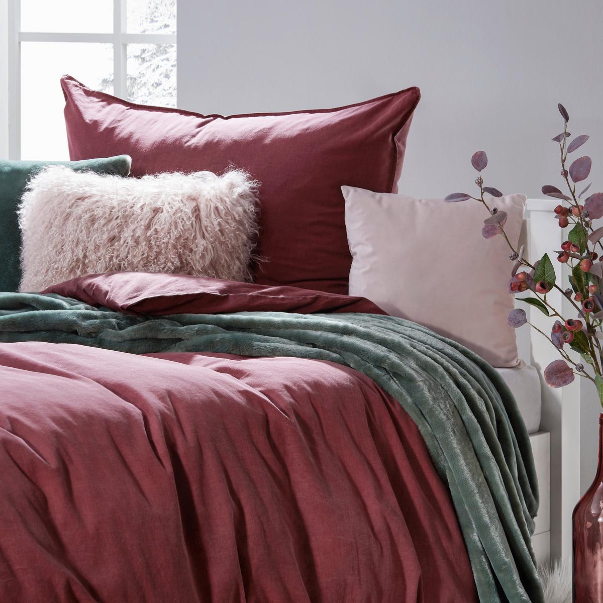 Bettwäsche Stone Washed Uni 160x210cm - Bordeaux, Romantik / Landhaus, Textil (160/210cm) - Modern Living