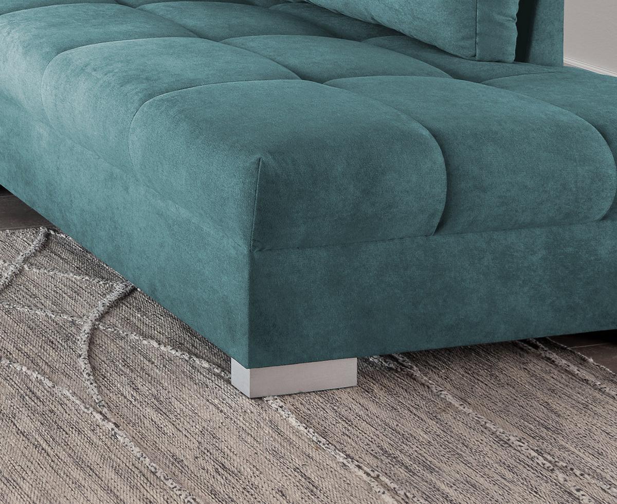 Wohnlandschaft Alvito Petrol Nylon/Mikrofaser - Silberfarben/Petrol, Design, Holz/Textil (298/202cm) - MID.YOU