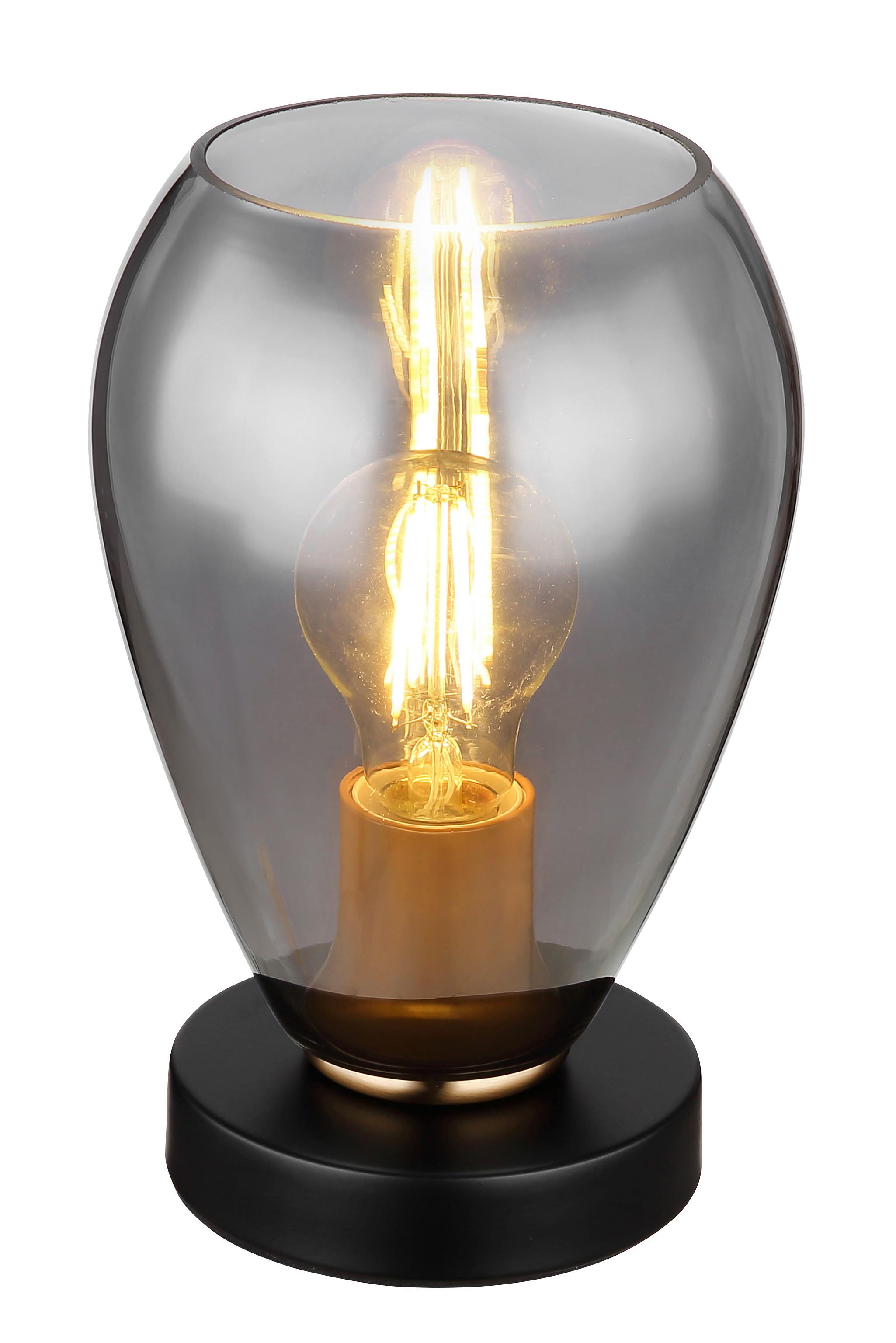 Tischleuchte Fanni max. 40 Watt - Messingfarben/Schwarz, Design, Glas/Metall (15/23,5cm) - Globo