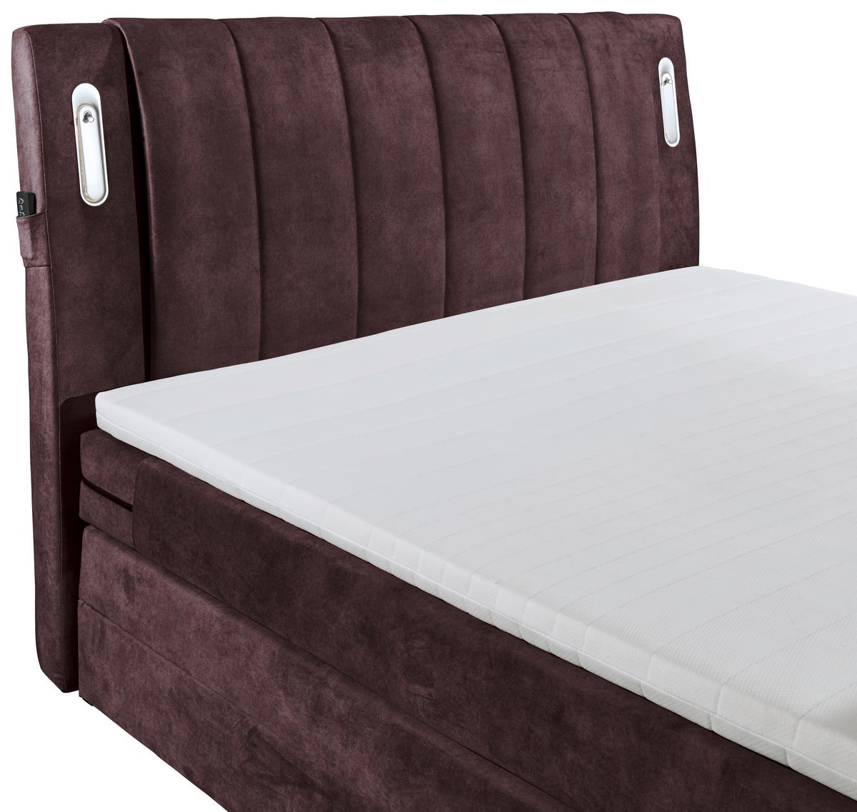 Boxspringbett Dallas m. LED ca. 180x200 cm Aubergine - Aubergine, MODERN, Holzwerkstoff/Kunststoff (180/200cm) - MID.YOU