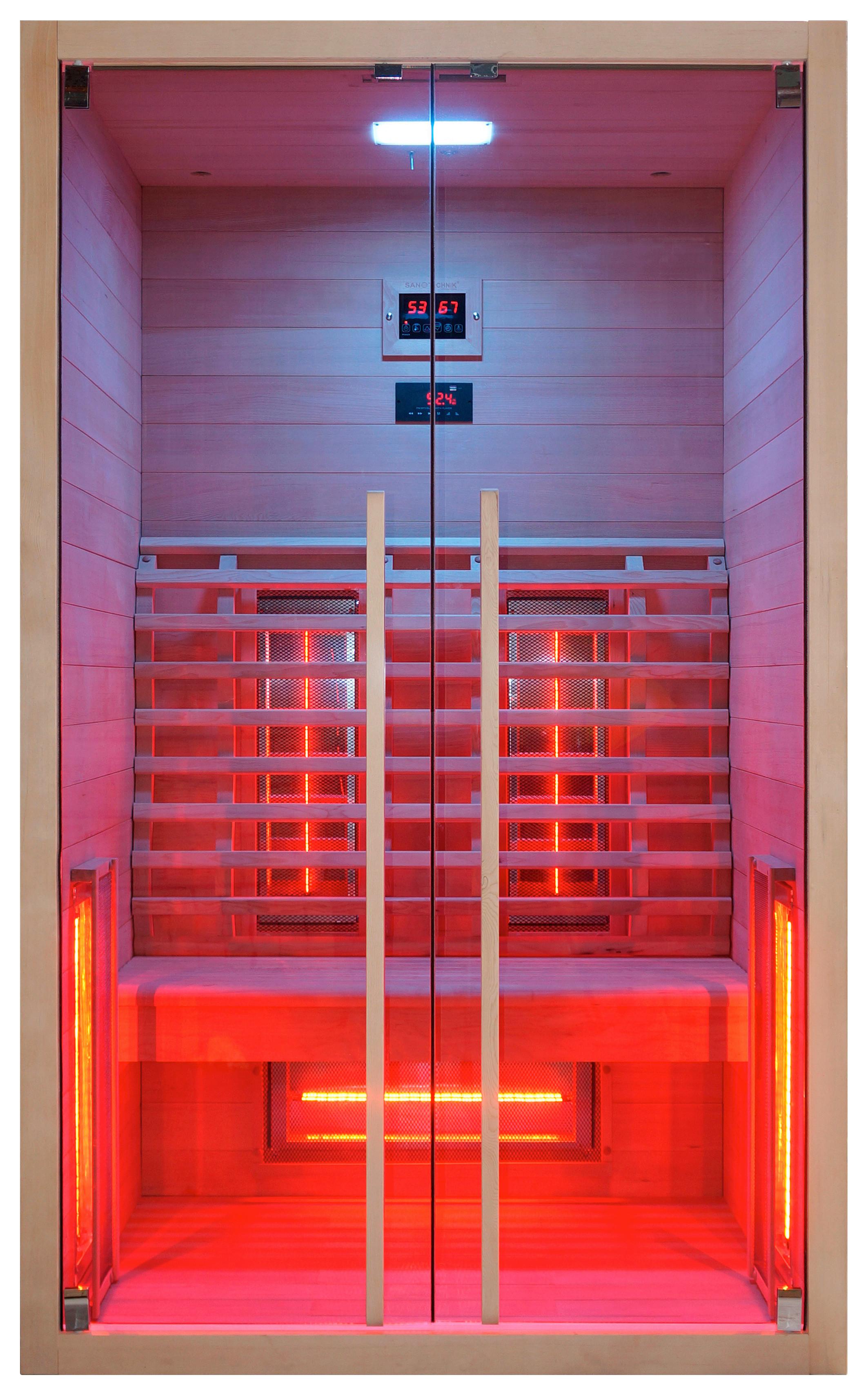 Infrarotkabine Ruby 2 in Braun ca. 120x195x100cm - Naturfarben, Basics, Holz (120/195/100cm) - Sanotechnik