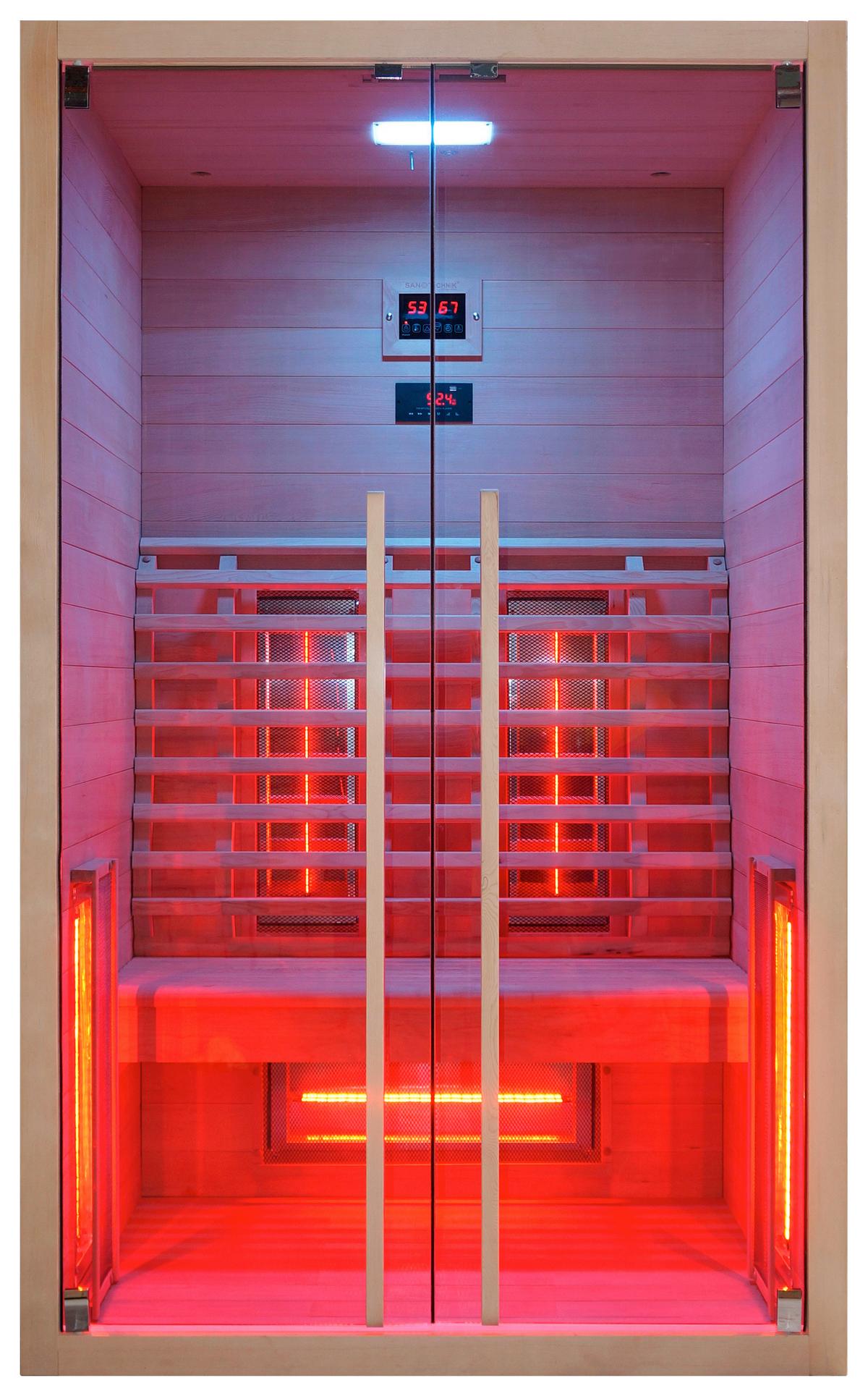 Infrarotkabine Ruby 2 in Braun ca. 120x195x100cm - Naturfarben, Basics, Holz (120/195/100cm) - Sanotechnik