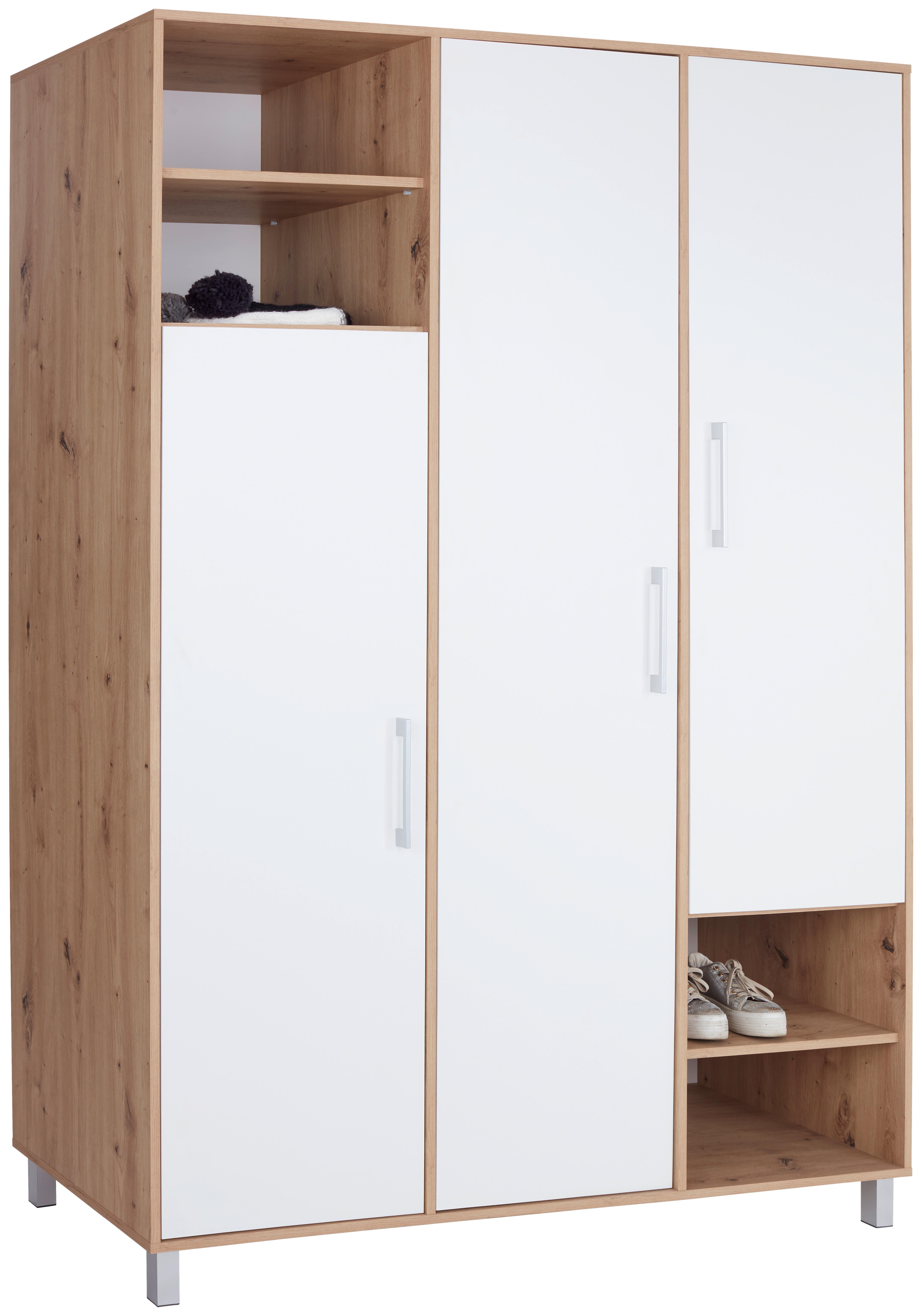 Ormar Za Odjeću Box - bijela/boje hrasta, Moderno, drvni materijal/plastika (147/205/55cm) - Modern Living