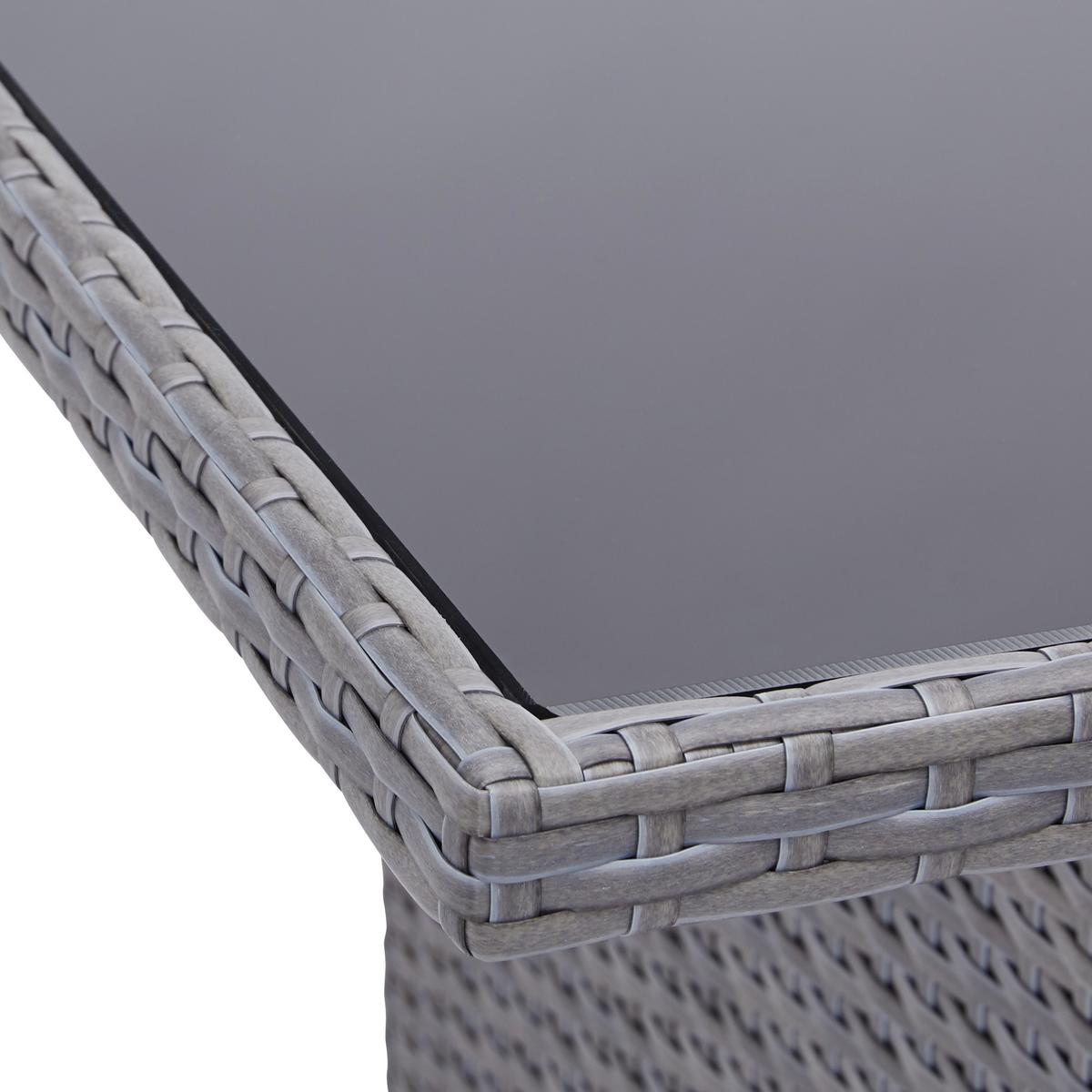 Loungegarnitur-Set Marrakesch 1 Grau aus Kunststoffgeflecht - Hellgrau/Schwarz, Modern, Glas/Kunststoff (181/70/240cm) - Mömax