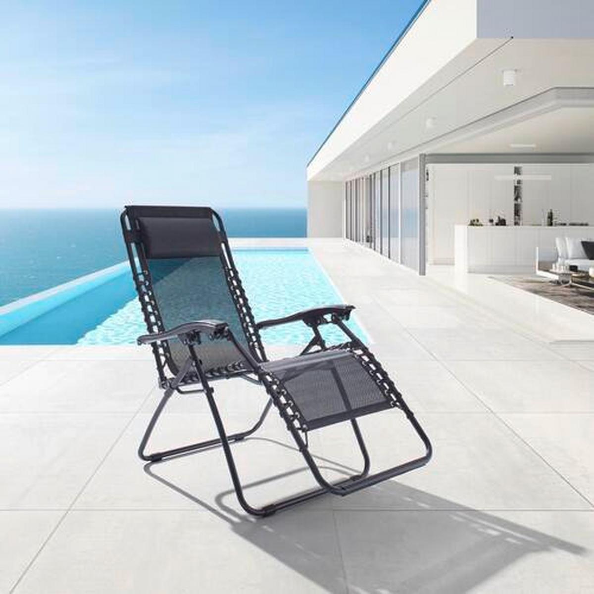 Sonnenliege London in Anthrazit - Anthrazit, Modern, Textil/Metall (65/89/110cm) - Mömax