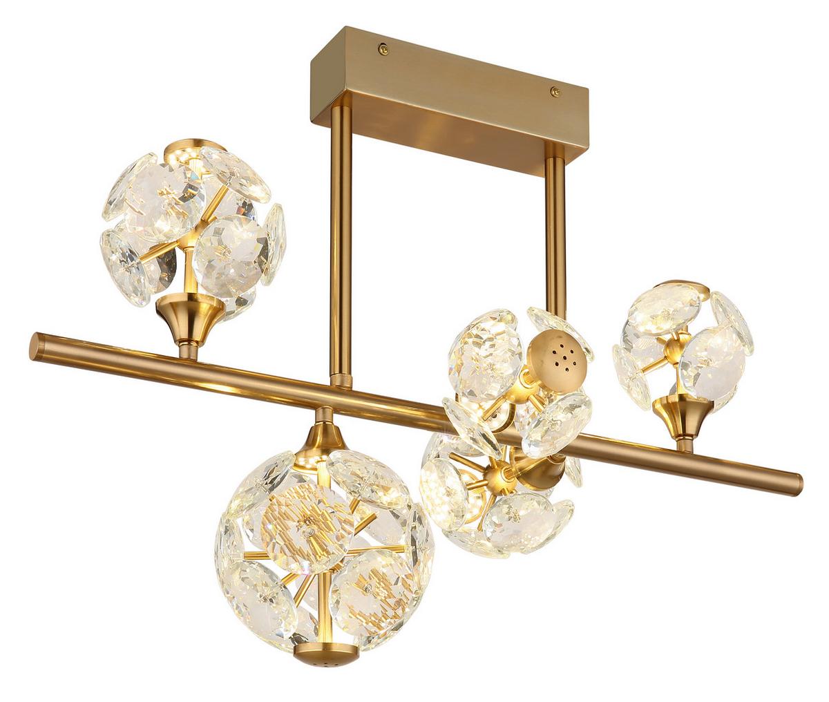 LED-DECKENLEUCHTE 16047-5DC VIRINA - Klar/Goldfarben, Konventionell, Glas/Metall (61/31/45cm) - Globo