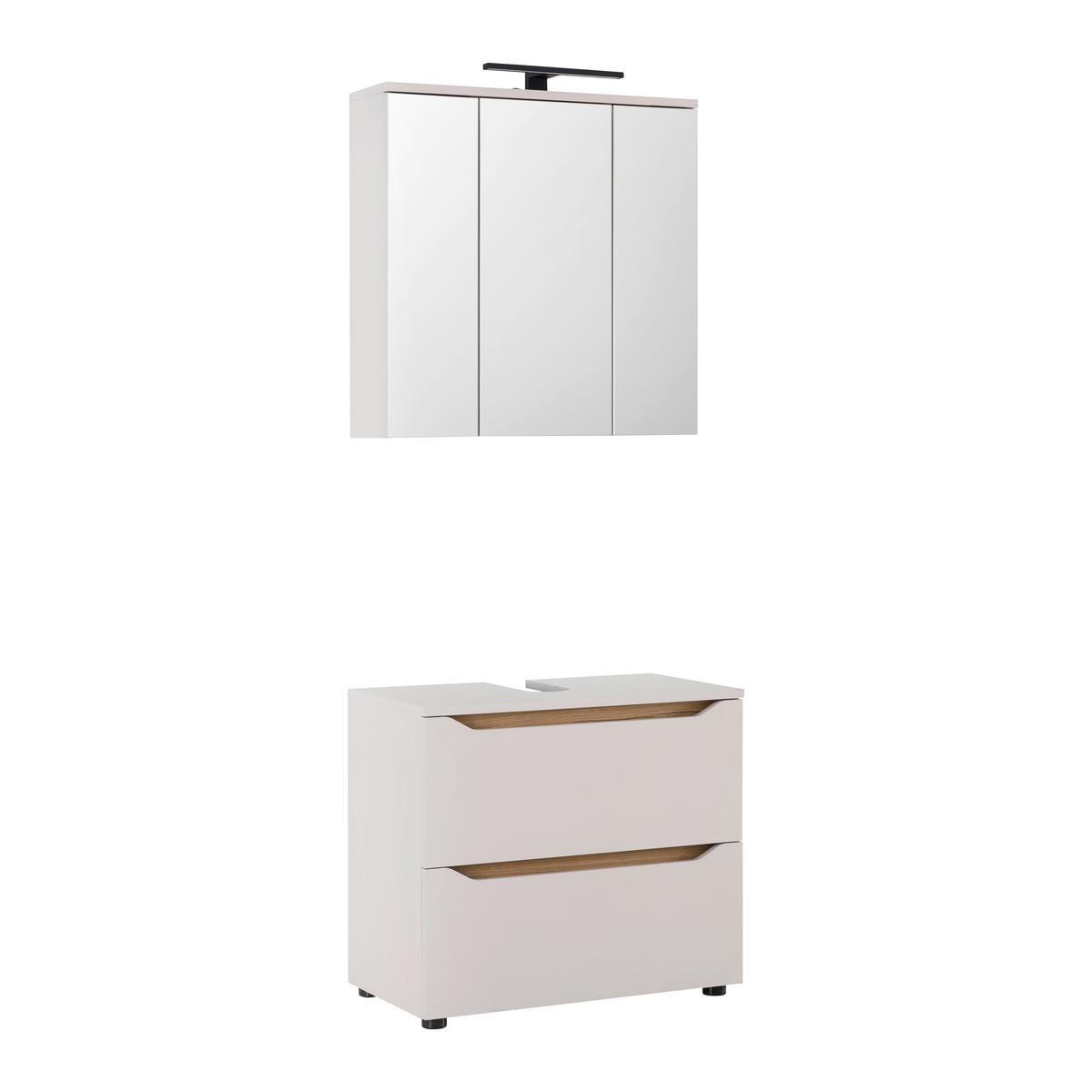 Waschbeckenunterschrank Mallorca Kaschmir/Eiche - Kaschmir/Schwarz, MODERN, Holzwerkstoff (70/60/40cm) - Based