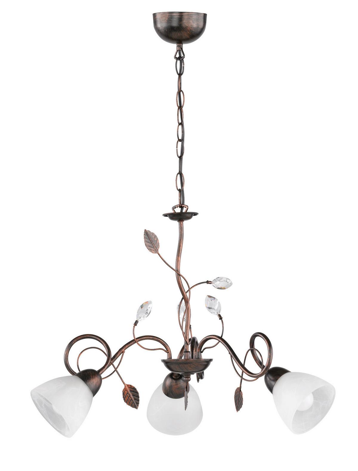 Kronleuchter Traditio in Braun/Weiß max. 40 Watt - Rostfarben/Braun, ROMANTIK / LANDHAUS, Glas/Metall (70/150cm) - Trio Leuchten