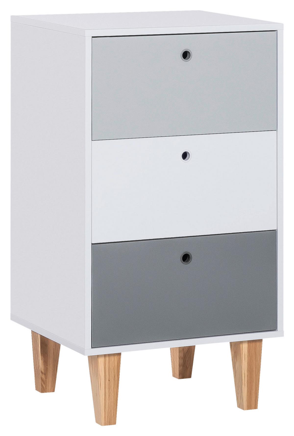Komoda Concept, Siva, Grafit, Bela - siva/barve hrasta, Moderno, umetna masa/leseni material (53,4/96/45cm) - MID.YOU
