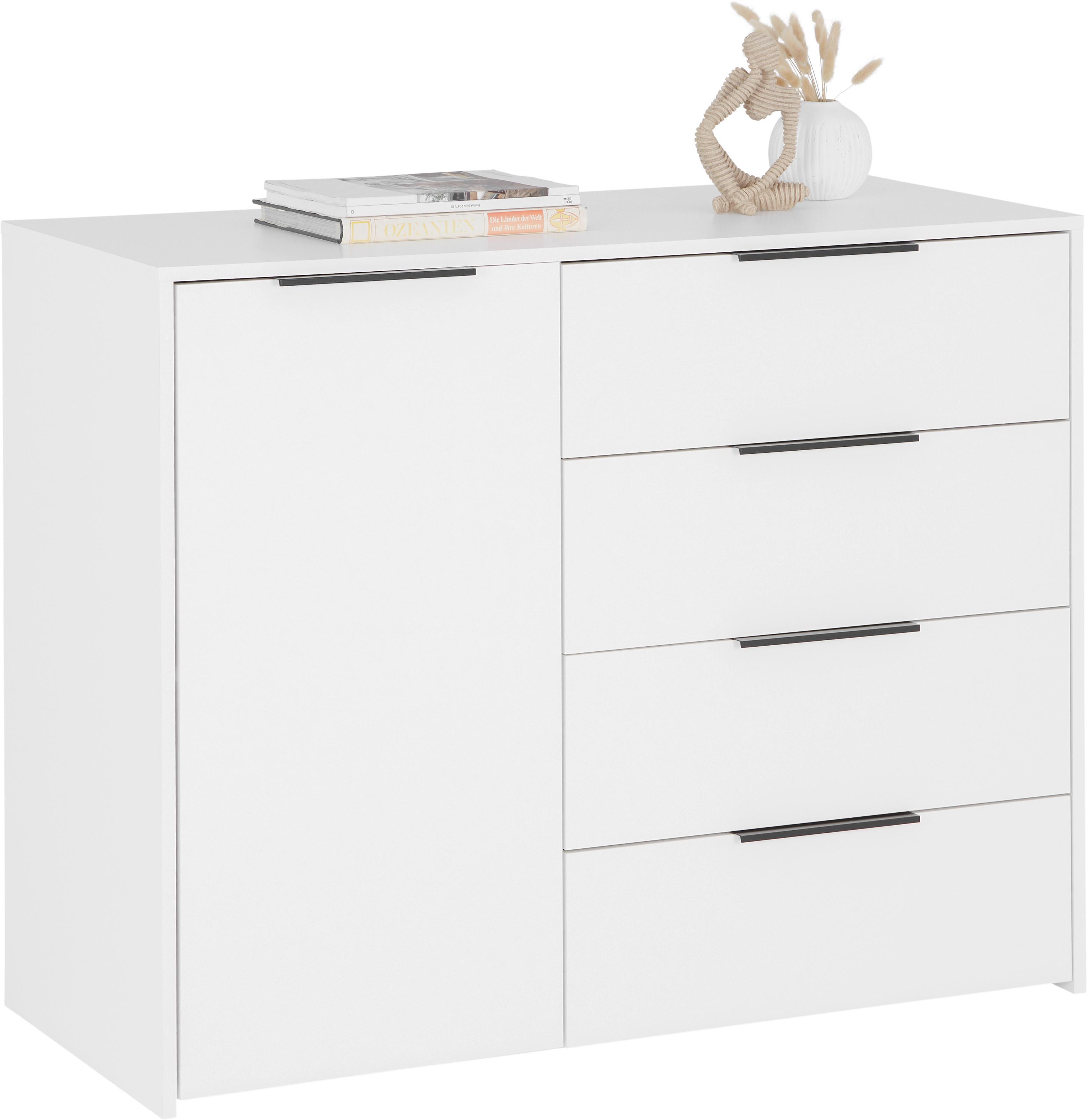 Komoda Alan 3 - bijela/crna, Moderno, drvni materijal (114,5/93,4/50cm) - Modern Living