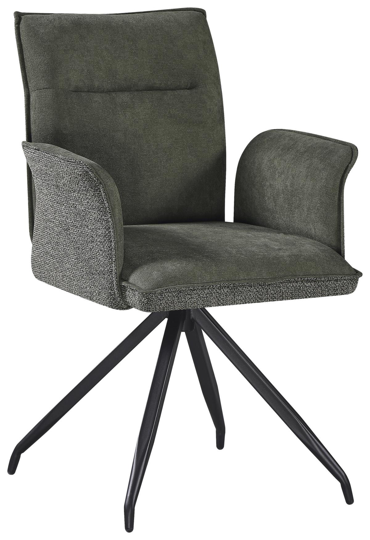 Armlehnstuhl Nova Grün - Schwarz/Grün, MODERN, Textil/Metall (63/88/63cm) - Premium Living