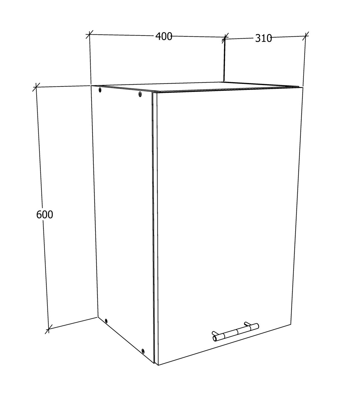 Kuhinjska Zgornja Omarica Esilo, Siva, Bela - bela/barve aluminija, Konvencionalno, kovina/leseni material (40/60/31cm) - MID.YOU