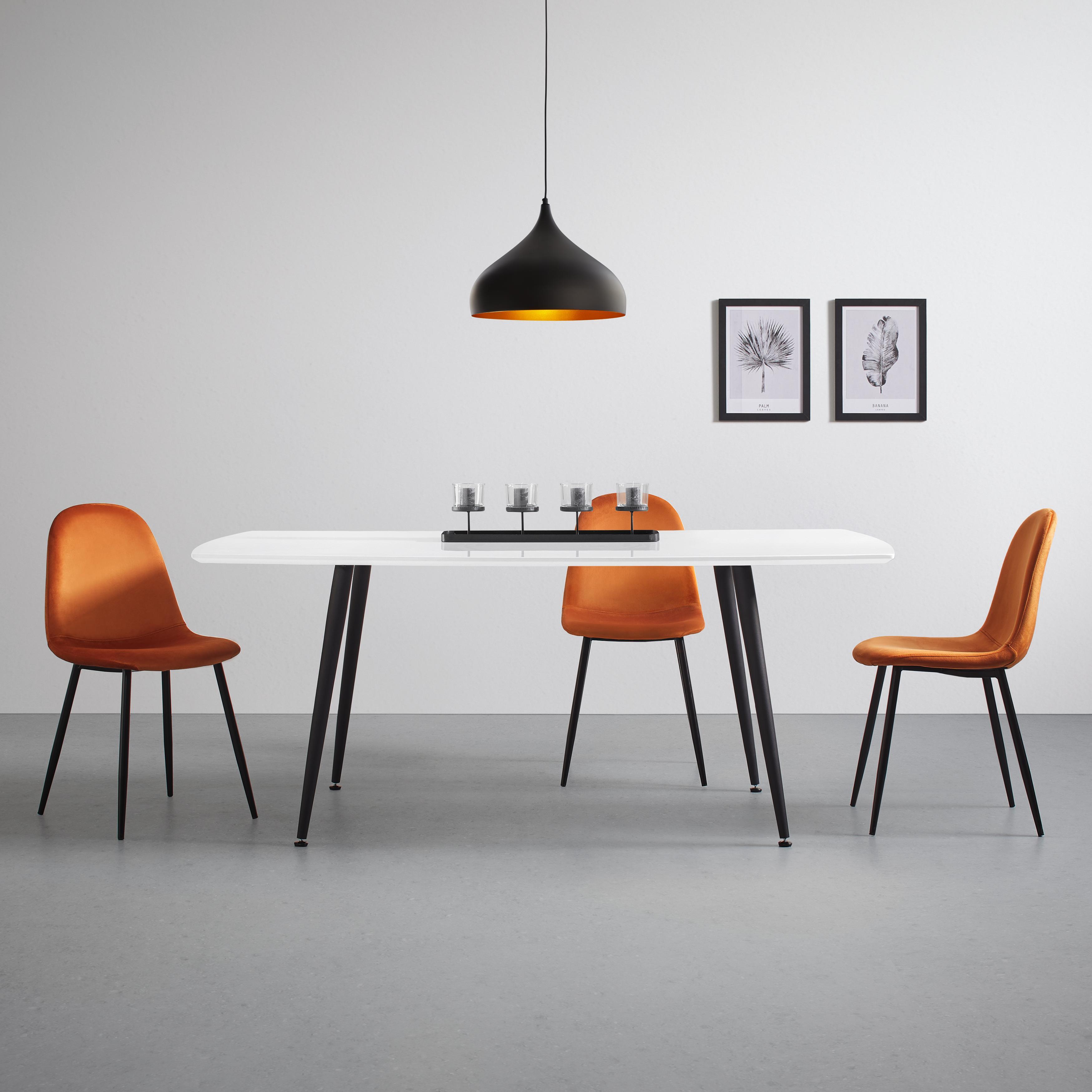 Esstisch in Weiß/Schwarz ca. 180x100 cm 'Marta' - Schwarz/Weiß, MODERN, Holzwerkstoff/Metall (180/100/76cm) - Bessagi Home