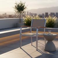 Gartenstuhl-Set Naxos Aluminium/Textilene stapelbar - Silberfarben/Grau, ROMANTIK / LANDHAUS, Holz/Textil (59/85/56cm) - Gardenson