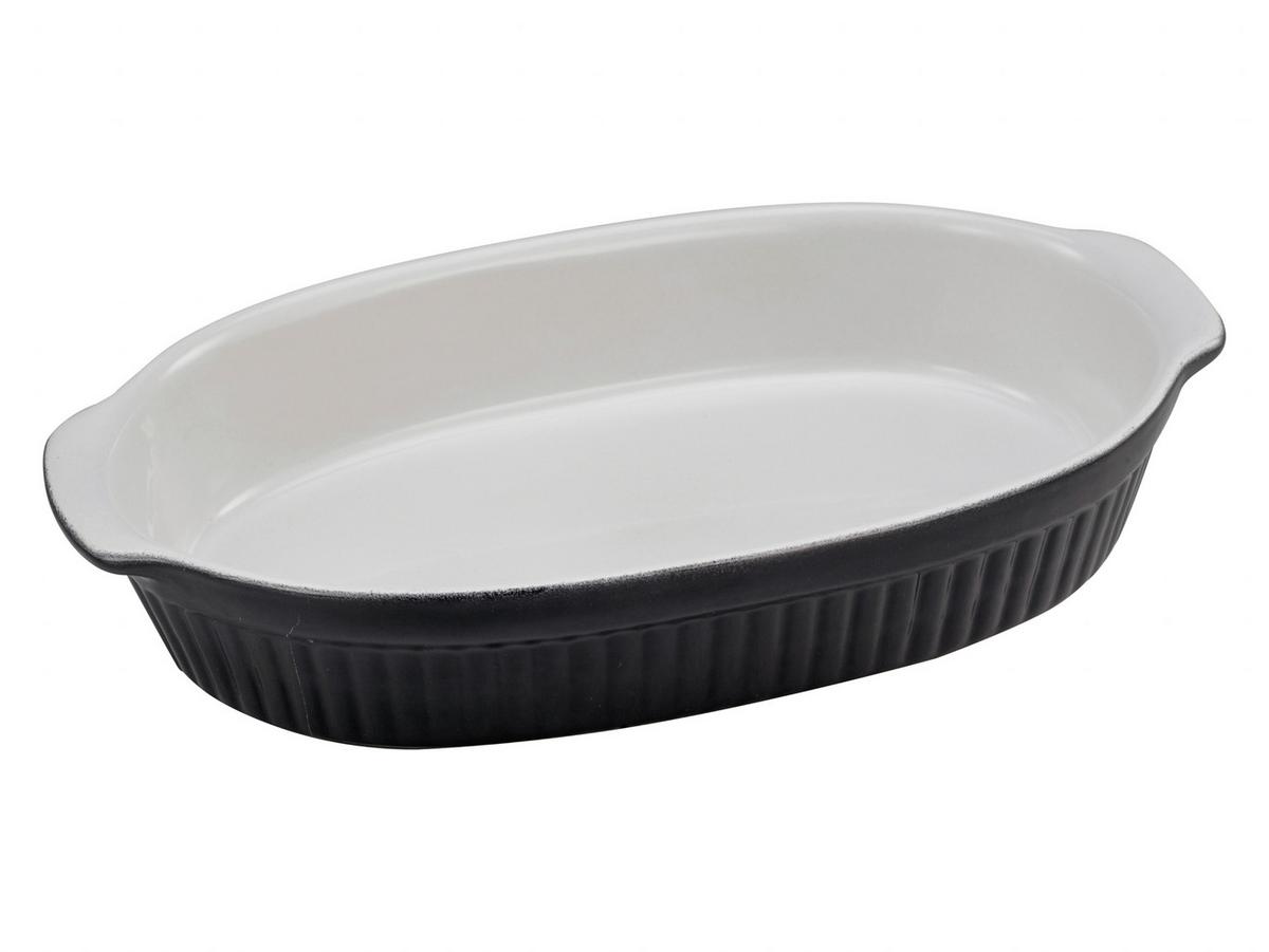 Aufflaufform Classic Black & White in Schwarz ca. 1,4 l - Schwarz/Weiß, KONVENTIONELL, Keramik (33,5/19/5cm) - Creatable