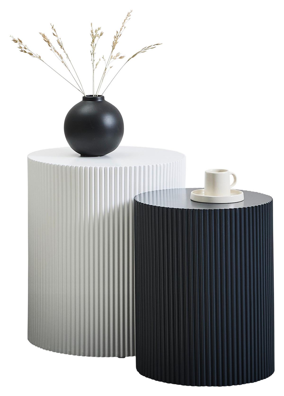 ZESTAW STOLIKÓW BOCZNYCH SELINA - czarny/biały, Trend, materiał drewnopochodny (32,5-40/32,5-40/40-46cm) - Xora