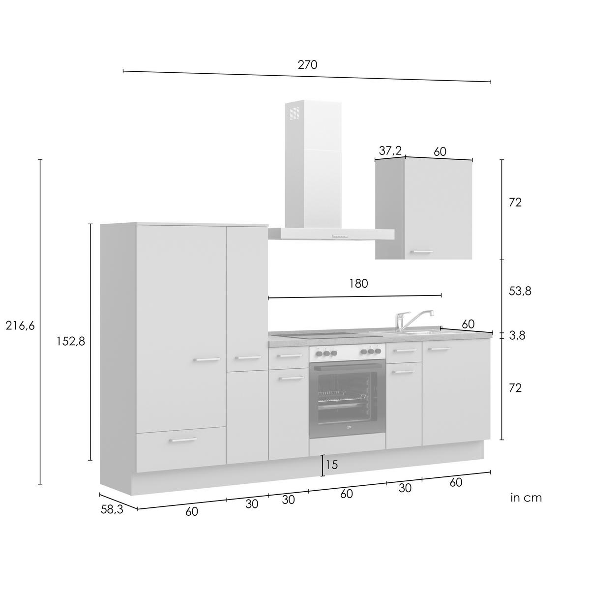 Küchenleerblock Senso Low o. Geräte Olivgrün - Eichefarben/Schwarz, MODERN, Holzwerkstoff/Metall (270cm) - Nobilia