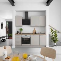 Küchenblock Touch High m. Geräten Grau - Eiche dunkel/Edelstahlfarben, MODERN, Holzwerkstoff/Metall (210cm) - Nobilia