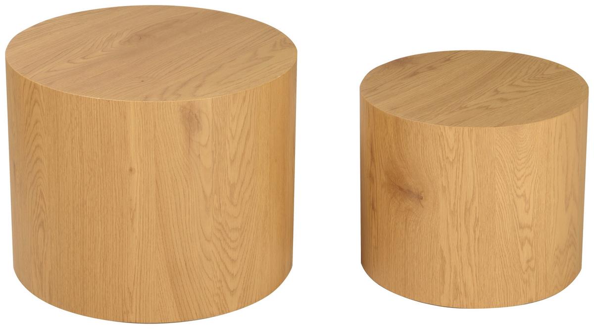 ZESTAW STOLIKÓW BOCZNYCH LISBETH - kolor dębowy, Design, materiał drewnopochodny (38-48/38-48/32-38cm) - Carryhome