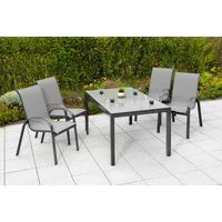 Gartentisch Aluminium/Glas L: 150 cm - Graphitfarben, KONVENTIONELL, Glas/Metall (150/90/72cm) - Gardenson