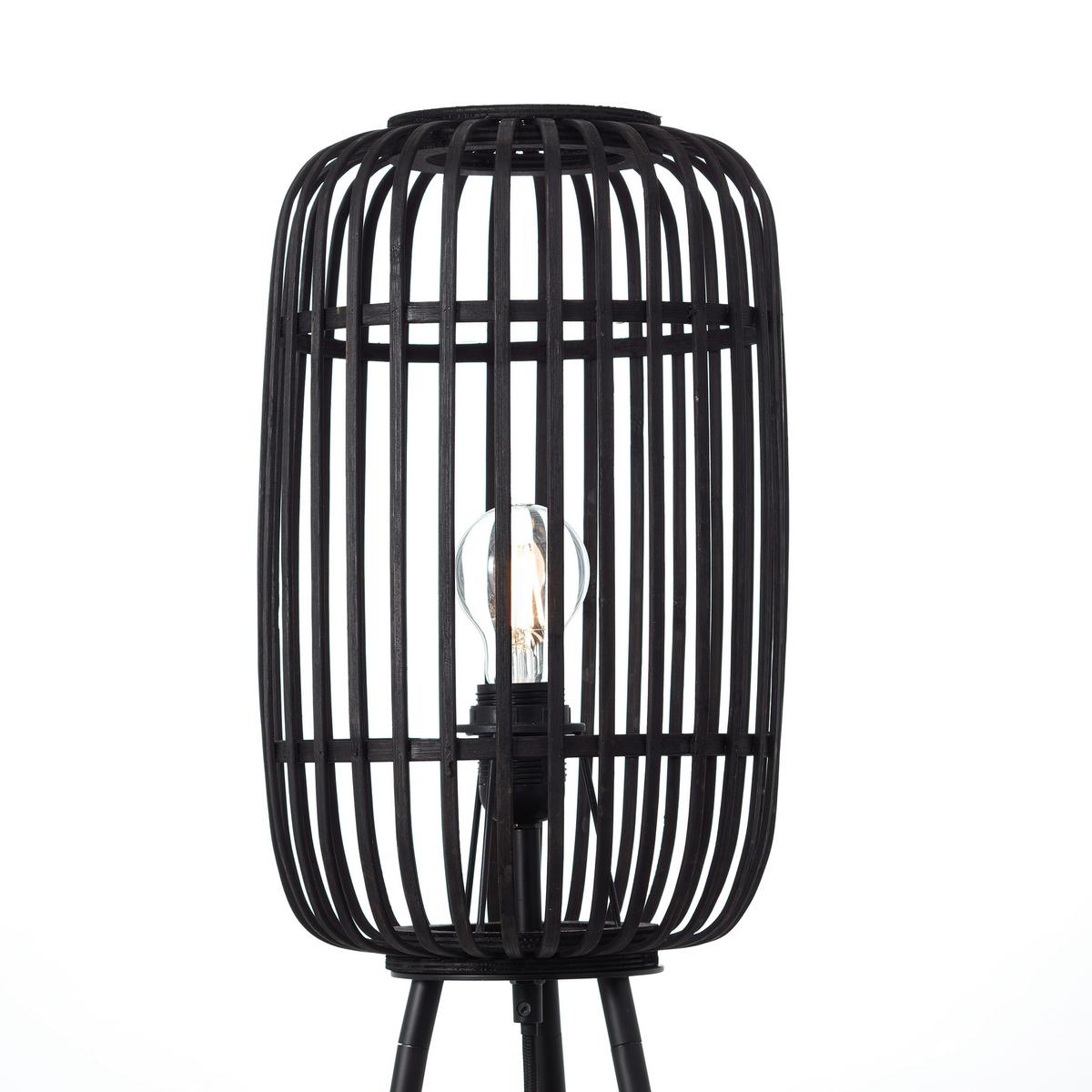 Stehleuchte Woodrow Schwarz max. 60 Watt - Schwarz, Design, Holz/Metall (45/130cm) - Brilliant