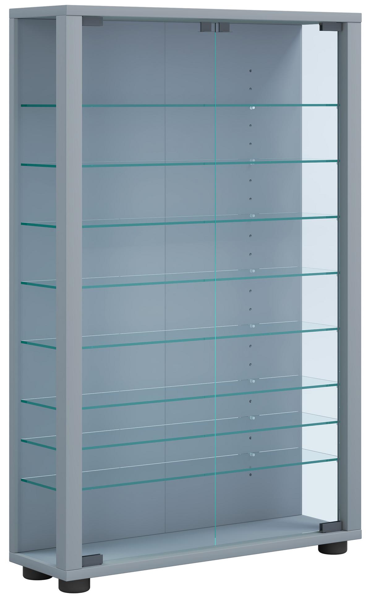 Vitrina Lumo, Srebrna - srebrne barve, Moderno, umetna masa/steklo (59/91,3/18cm) - MID.YOU