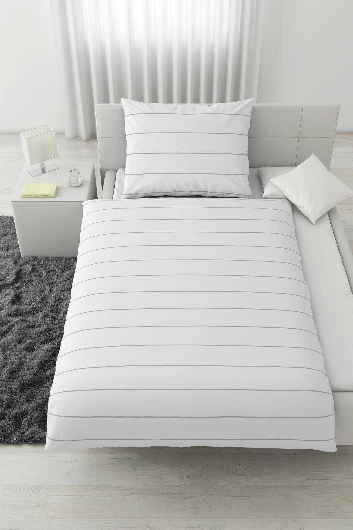 Ágyneműhuzat-garnitúra Kira - fehér/szürke, Modern, textil (140/200cm) - Modern Living