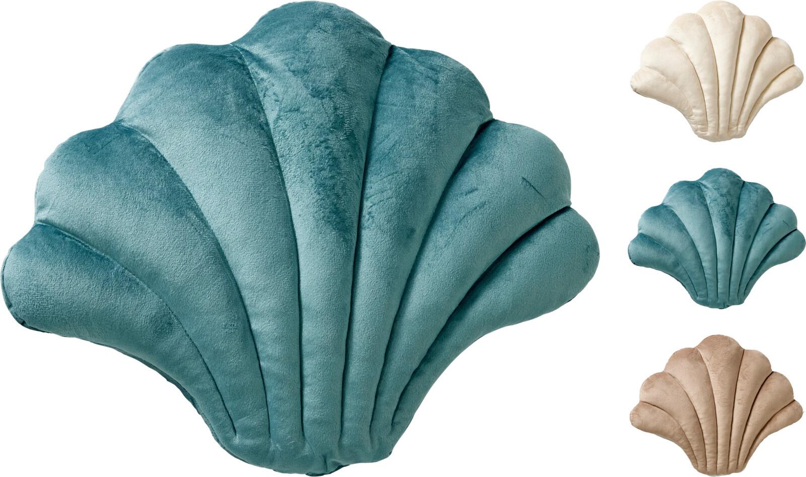 Díszpárna Shell - kék/taupe, Trend, textil (43/33cm)