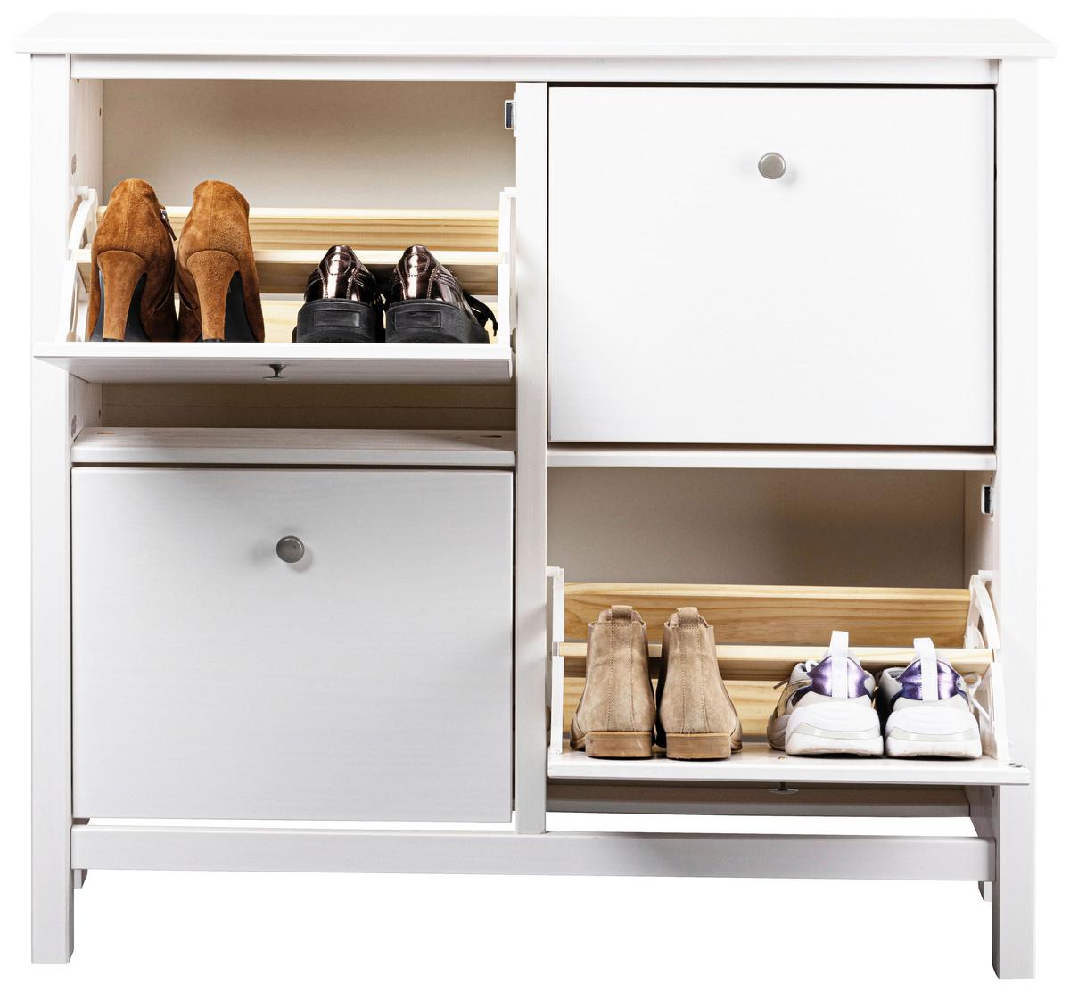 Schuhschrank Chilly Home ca.107x101x25cm Weiß - Silberfarben/Weiß, Design, Holz/Metall (107/101/25cm) - Livetastic