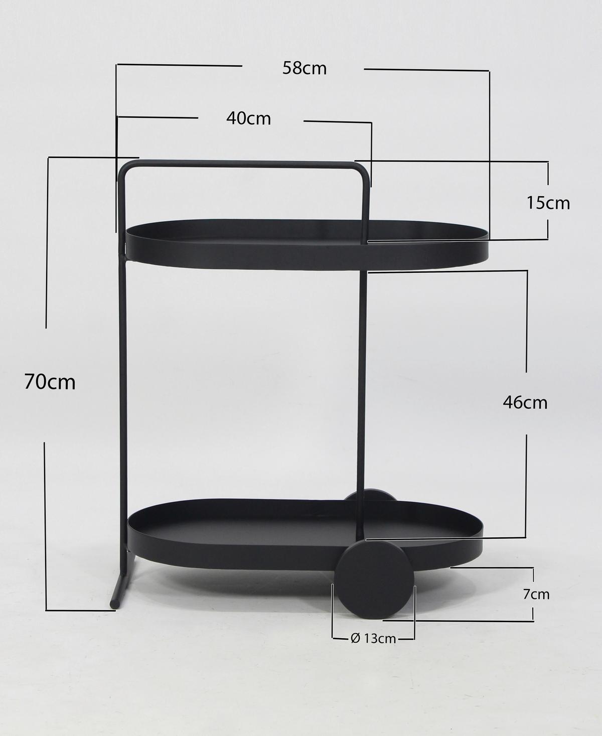 Servierwagen Flavio Schwarz - Schwarz, MODERN, Metall (59/70/37cm) - Mömax