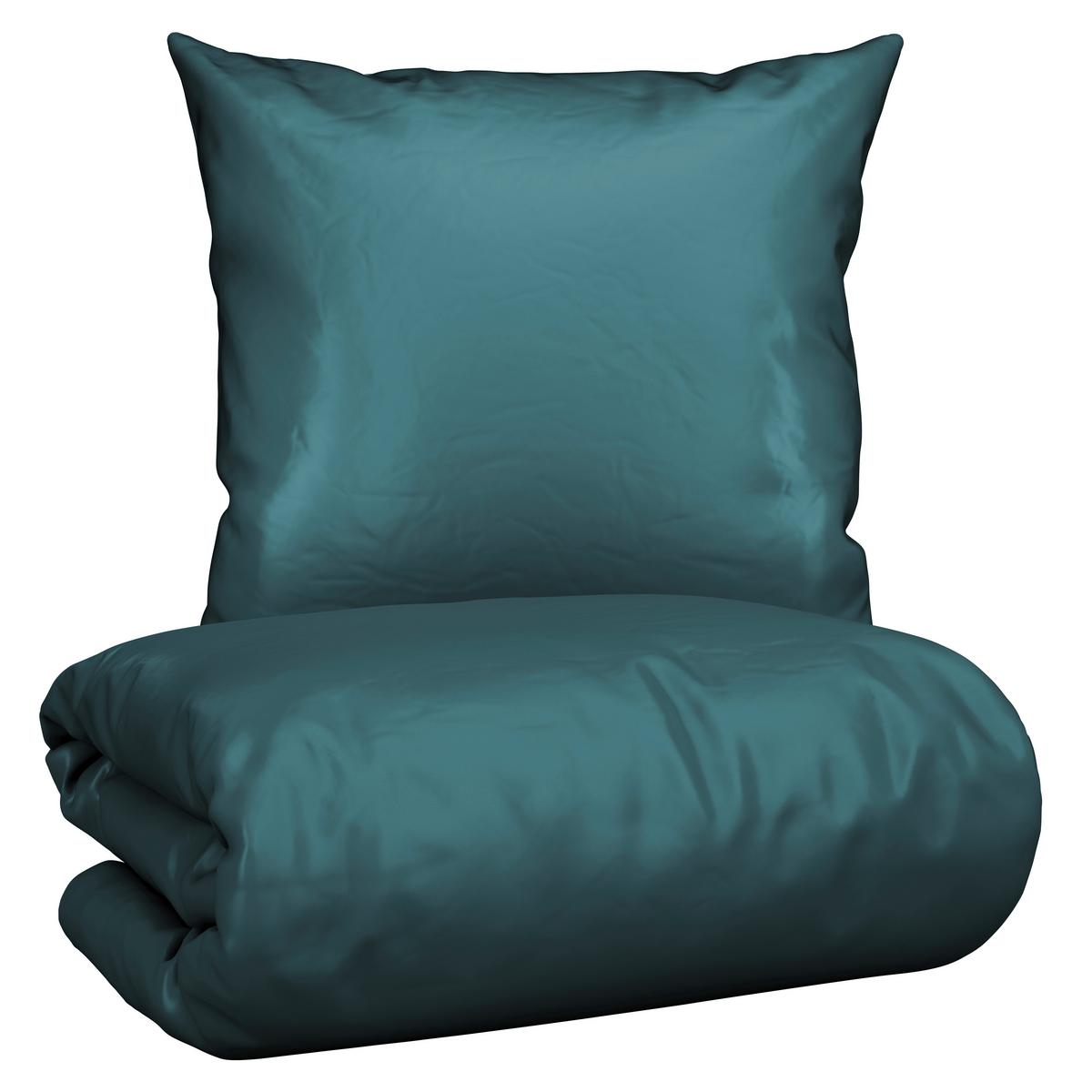 Bettwäsche Bio-Sophia Uni Petrol ca. 135x200cm - Petrol, Natur, Textil (135/200cm) - ecoTree