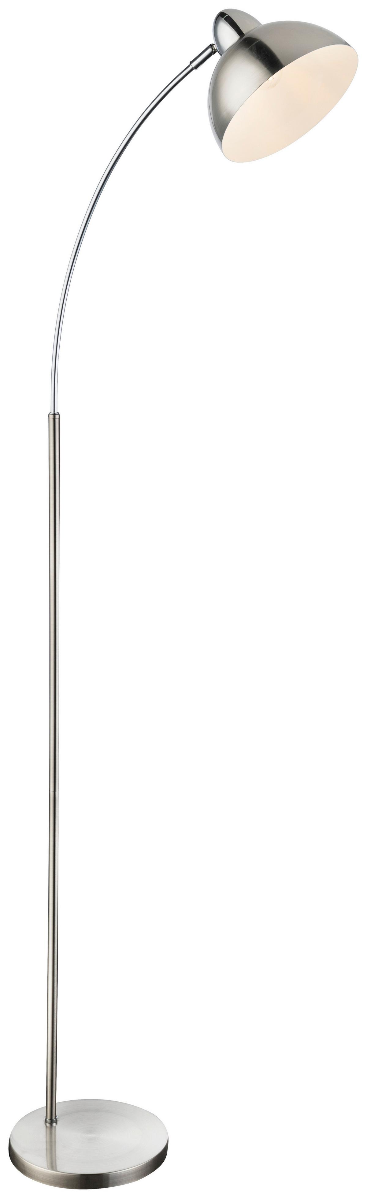 lampadaire arc LEANA - couleur nickel/blanc, Trend, métal (50/23/155cm) - Globo