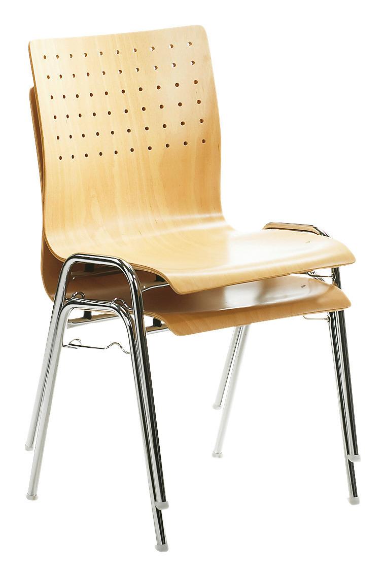 Besucherstuhl "My Arcado", buchefarbe - Chromfarben/Buchefarben, Basics, Holz/Metall (53/83/54cm) - MID.YOU