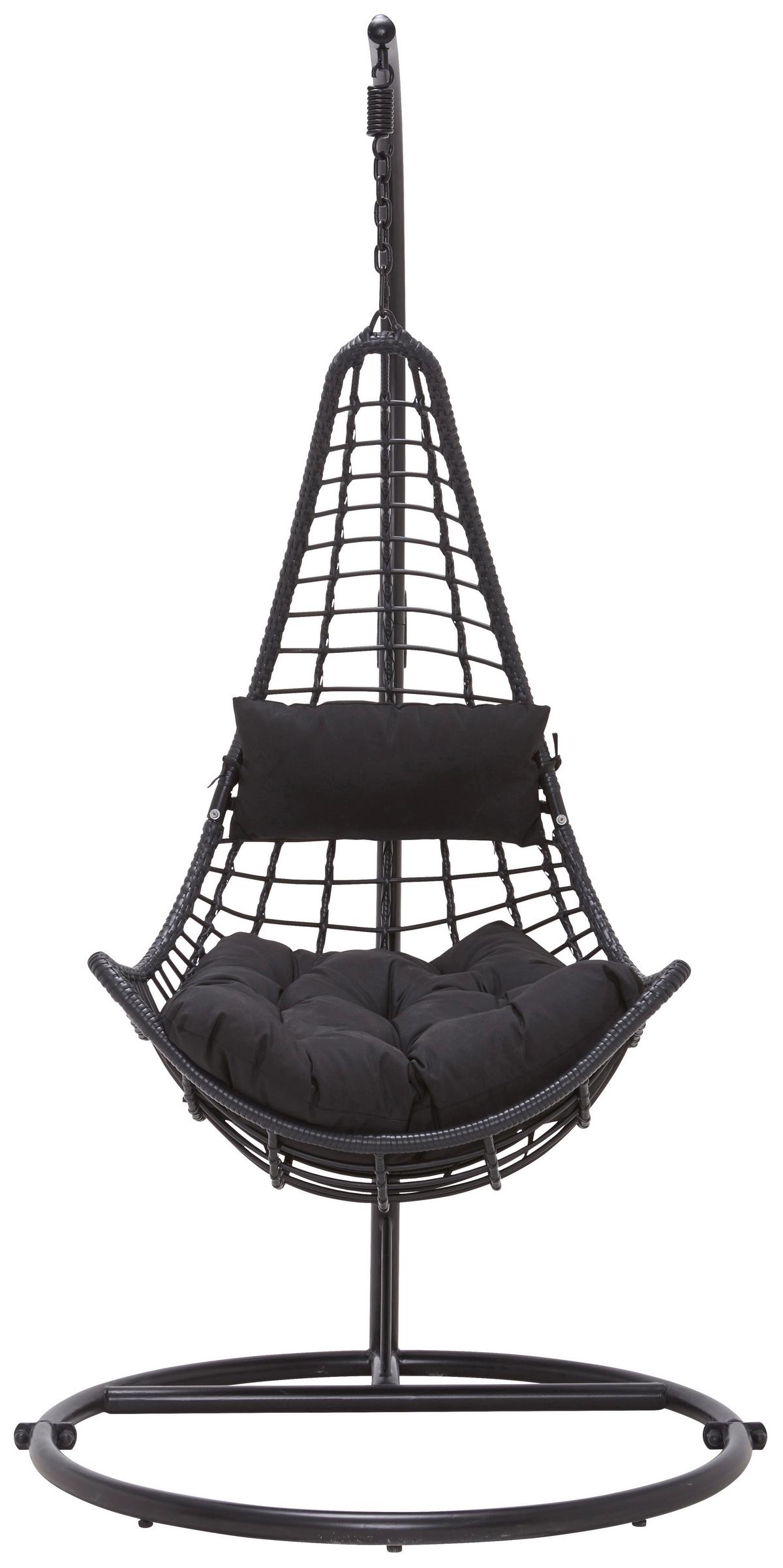 Hängesessel Caitlin Schwarz Metall/Kunststoff/Outdoorstoff - Schwarz, Kunststoff/Textil (110/198/105cm) - Bessagi Garden