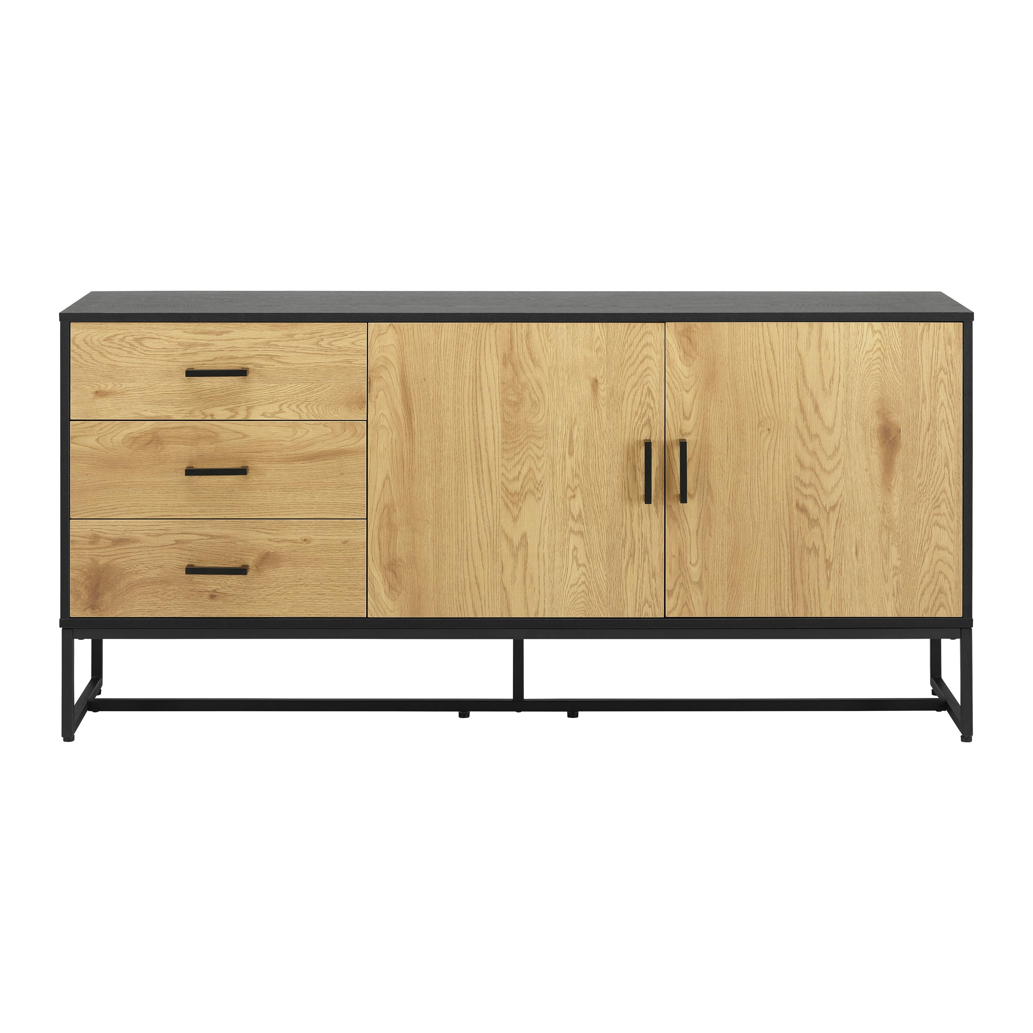 SIDEBOARD "Giorgia", Eichefarben/Schwarz - Eichefarben/Schwarz, MODERN, Holzwerkstoff/Metall (160/75/40cm) - Bessagi Home