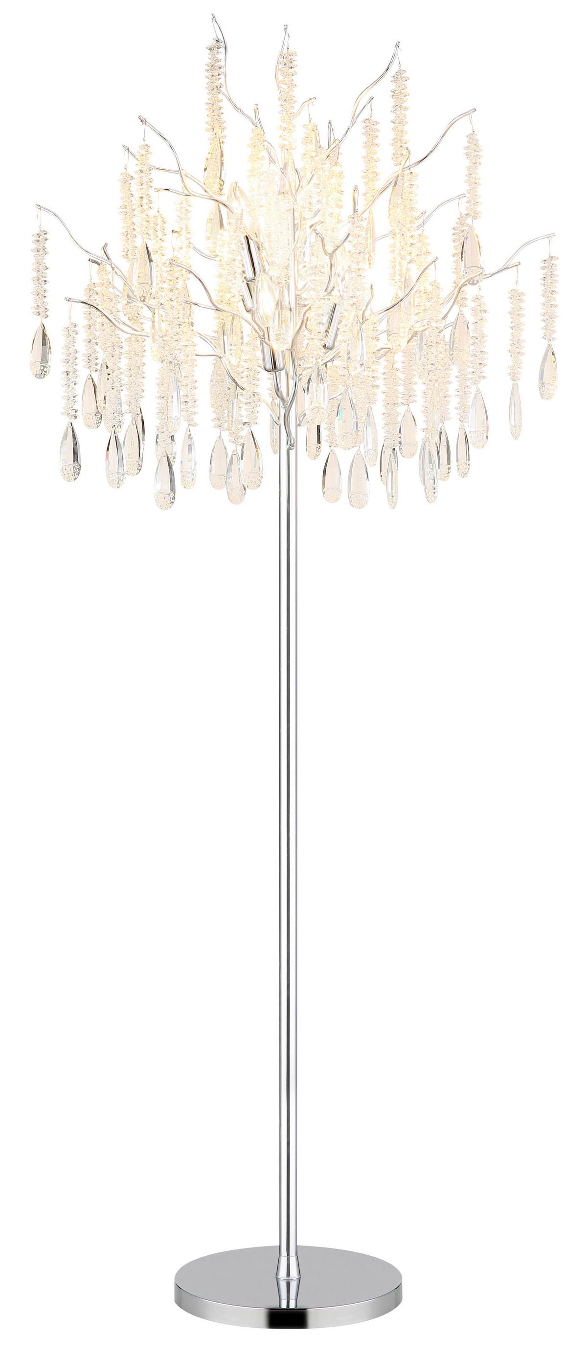 Podna Svjetiljka Kinga - srebrne boje/prozirno, Konvencionalno, staklo/metal (55/165cm) - Globo