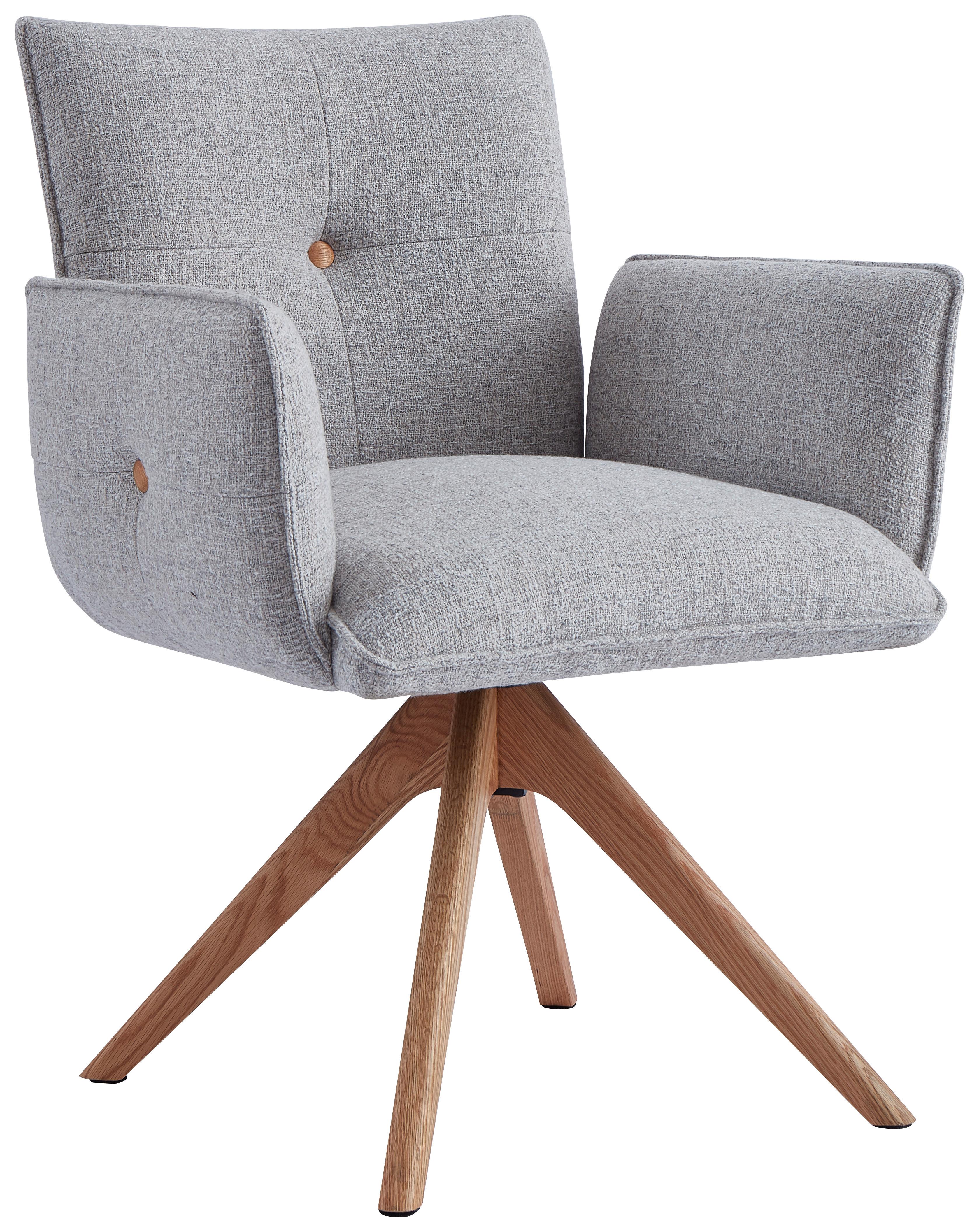 KRZESŁO Z PODŁOKIETNIKAMI COCO 2.0 -EXKLUSIV- - kolor dębowy/taupe, Design, drewno/tkanina (63/63/82cm) - Novel