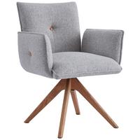 KRZESŁO Z PODŁOKIETNIKAMI COCO 2.0 -EXKLUSIV- - kolor dębowy/taupe, Design, drewno/tkanina (63/63/82cm) - Novel