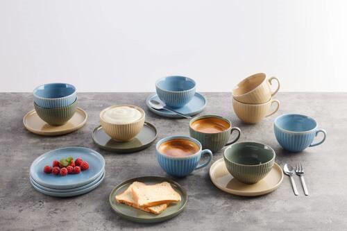 Frühstücksservice Louisa Blau, 12-teilig - Blau, MODERN, Keramik - Mömax