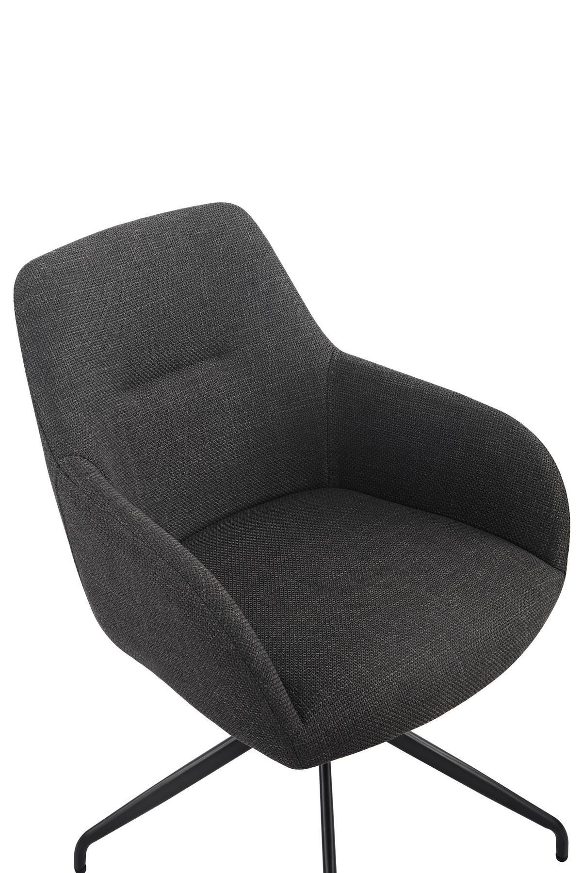 ARMLEHNSTUHL-SET TRIEST S 2ER-SET - Anthrazit/Schwarz, MODERN, Textil/Metall (56/83/60cm) - MID.YOU