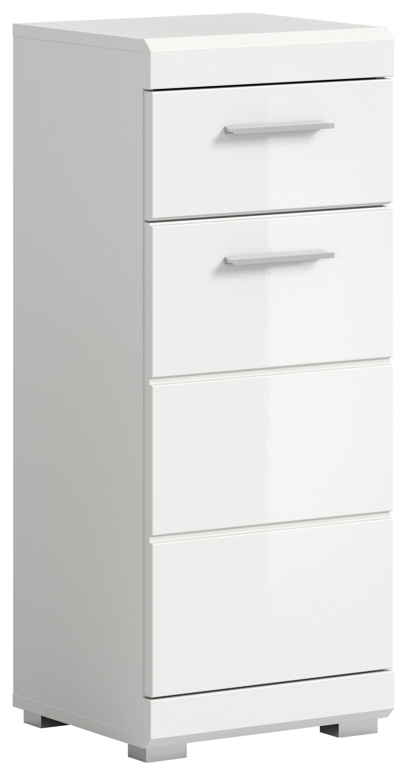 Unterschrank SCOUT Weiß Hochglanz ca. 37x88x31 cm - Weiß Hochglanz/Silberfarben, MODERN, Holzwerkstoff/Kunststoff (37/88/31cm) - MID.YOU