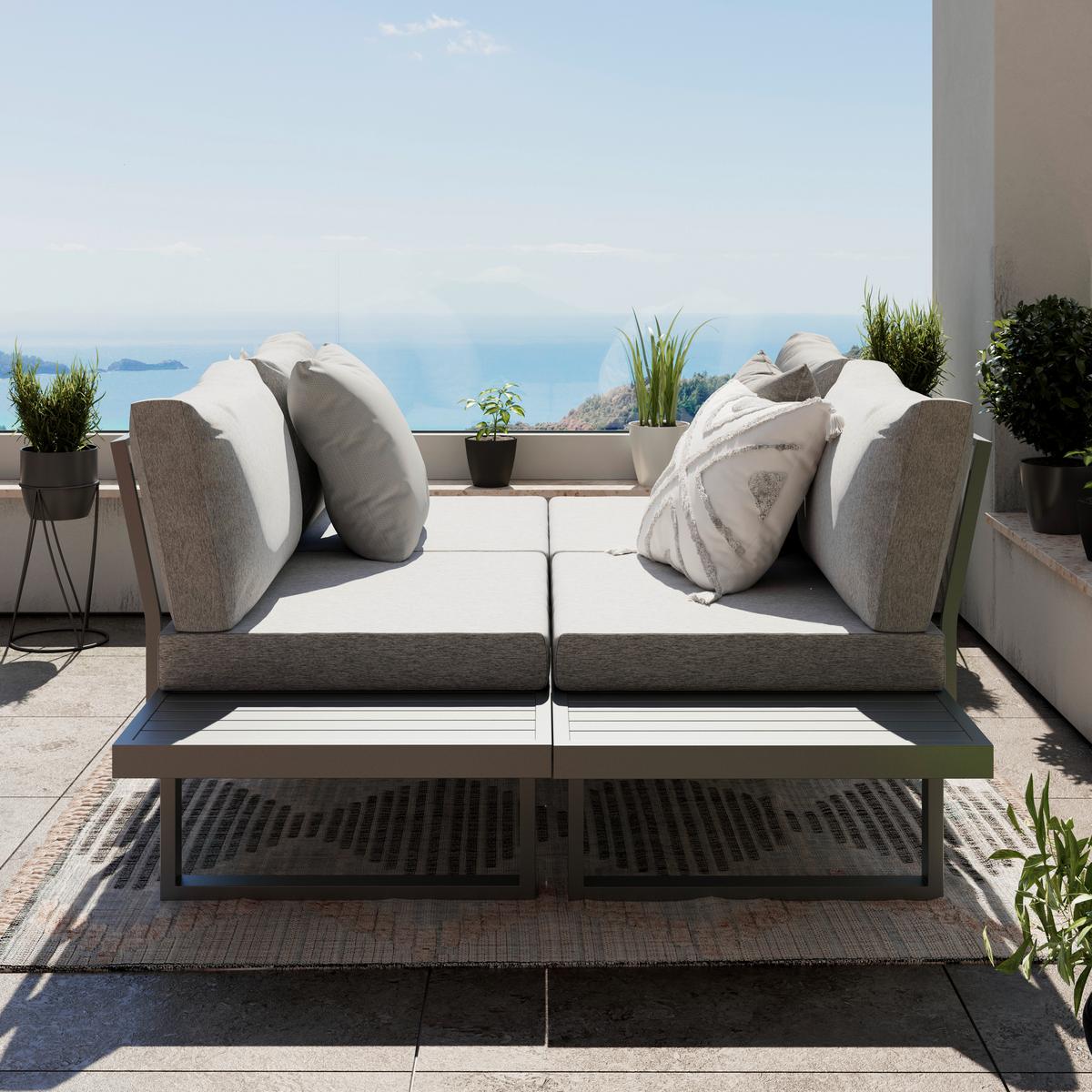 KOMPLET MEBLI TARASOWYCH JESSE - szary, Modern, metal (176/71/75cm) - Mömax