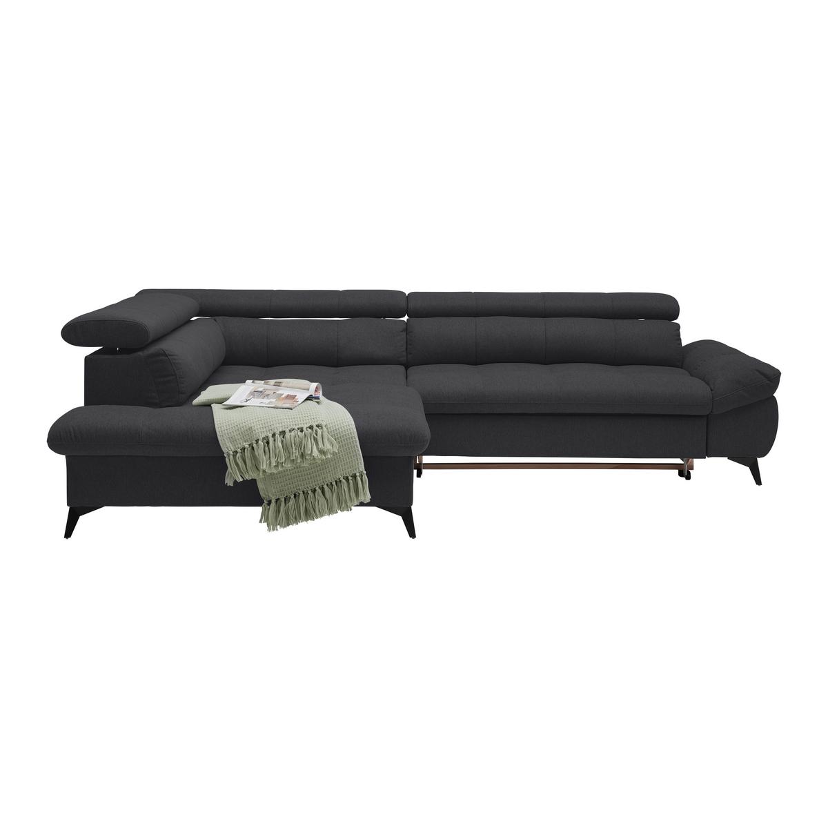 Wohnlandschaft Alberto Schwarz - Schwarz, MODERN, Textil/Metall (201/296cm) - Mömax