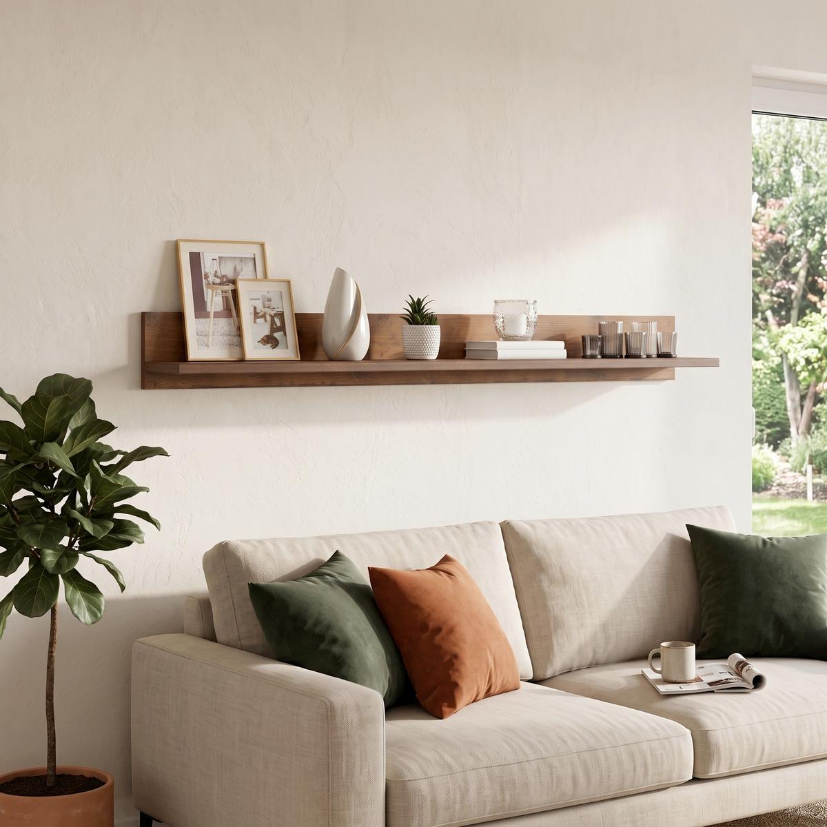 Stenska Polica Ontario, Barva Hrasta - barve hrasta, Trend, leseni material (160/18/21,60cm) - Modern Living