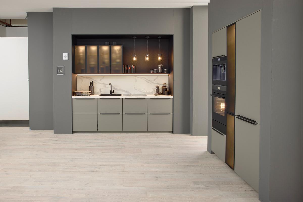 Beépíthető Konyha Easy Touch Szürke Színben - taupe, Modern (153/242cm) - Nobilia